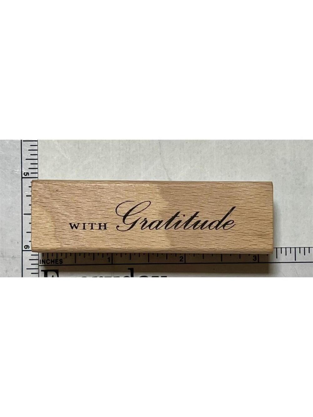 With Gratitude Elegant Script Wood Mounted Rubber Stamp Card Making Scrapbooking